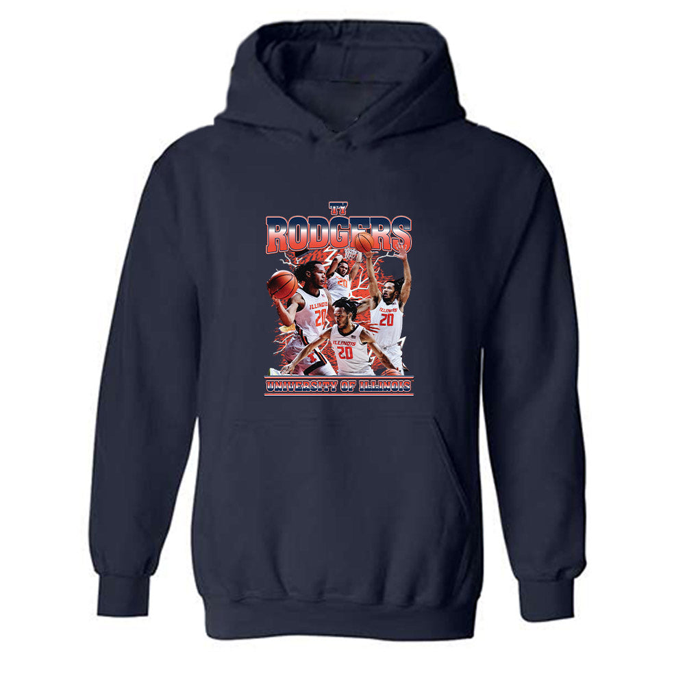 Illinois - NCAA Men's Basketball : Ty Rodgers -  Hooded Sweatshirt Player Collage