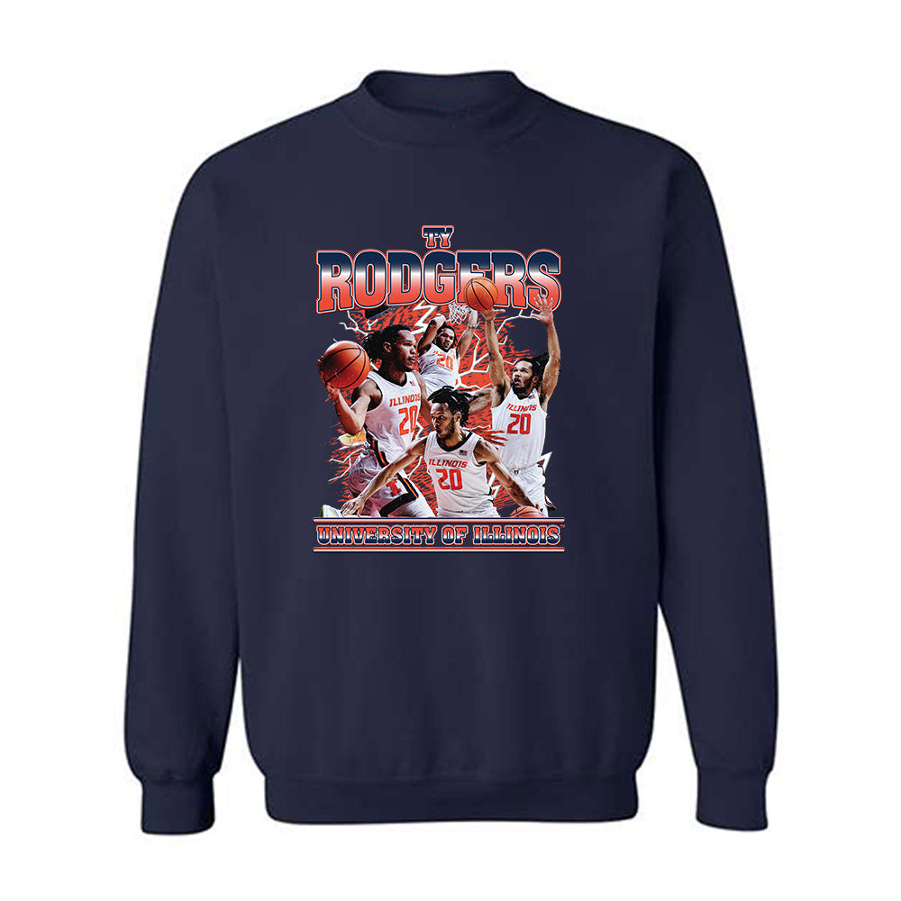 Illinois - NCAA Men's Basketball : Ty Rodgers -  Crewneck Sweatshirt Player Collage