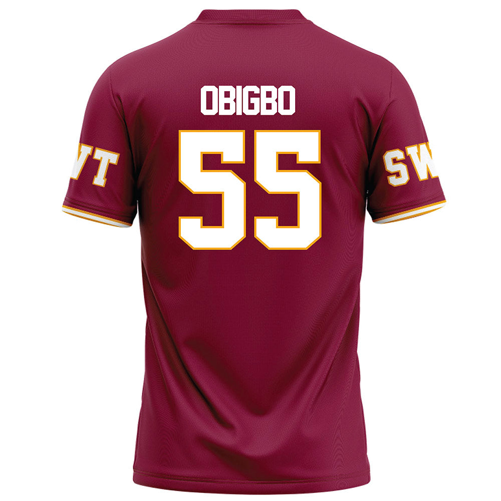 Texas State - NCAA Football : Jimeto Obigbo - Maroon Football Jersey