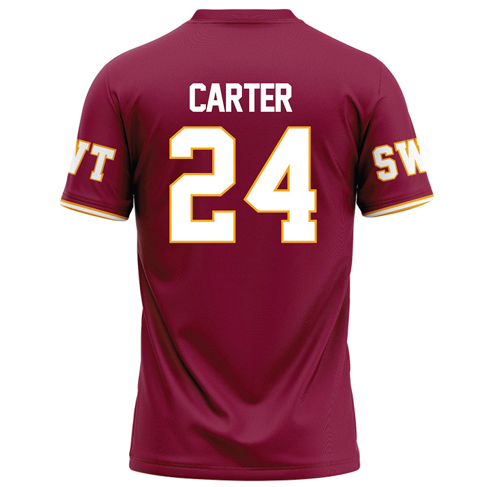 Texas State - NCAA Football : Caleb Carter - Red Football Jersey-1