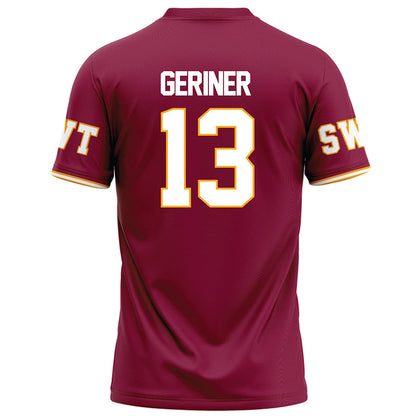 Texas State - NCAA Football : Holden Geriner - Red Football Jersey-1