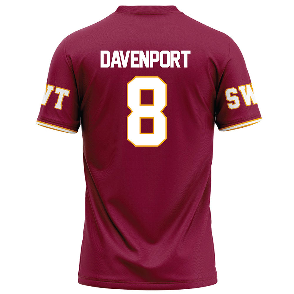 Texas State - NCAA Football : Donerio Davenport - Maroon Football Jersey