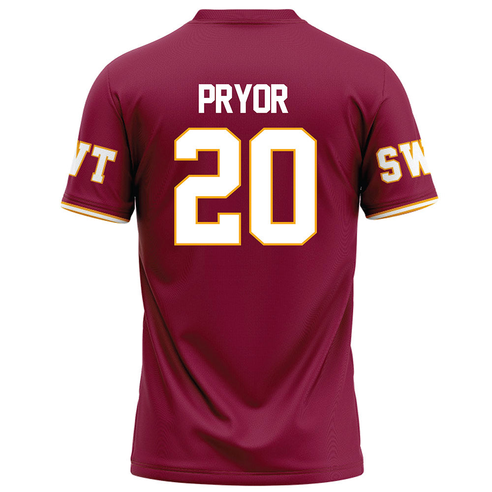 Texas State - NCAA Football : Cole Pryor - Red Football Jersey-1
