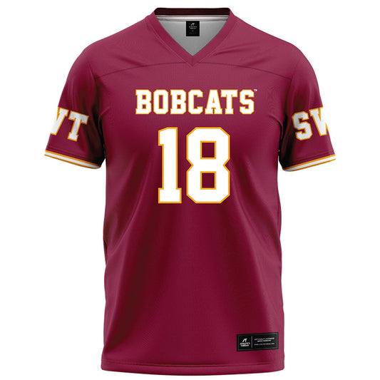 Texas State - NCAA Football : Derick Mourning II - Maroon Football Jersey