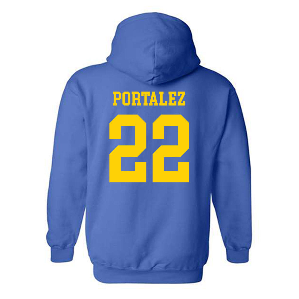 Delaware - NCAA Women's Basketball : Arantxa Portalez - Fashion Shersey Hooded Sweatshirt-1