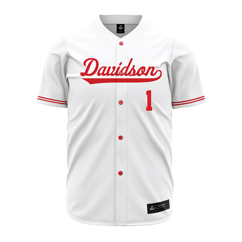 Davidson - NCAA Baseball : Justin Higgins - White Jersey