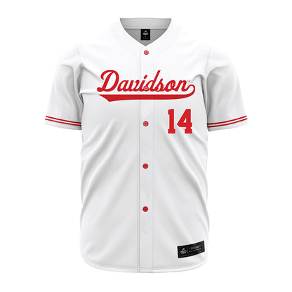 Davidson - NCAA Baseball : Brycen Champey - White Jersey