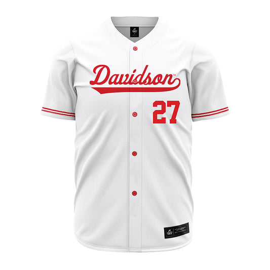 Davidson - NCAA Baseball : Tyler Wille - White Jersey-0