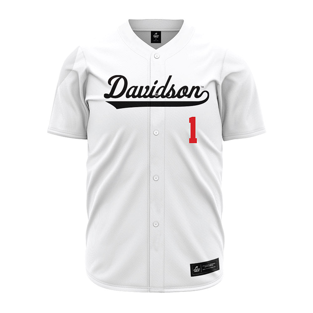 Davidson - NCAA Baseball : Justin Higgins - White Jersey