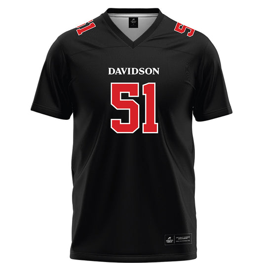 Davidson - NCAA Football : Tom Luther - 2023 Black Football Jersey