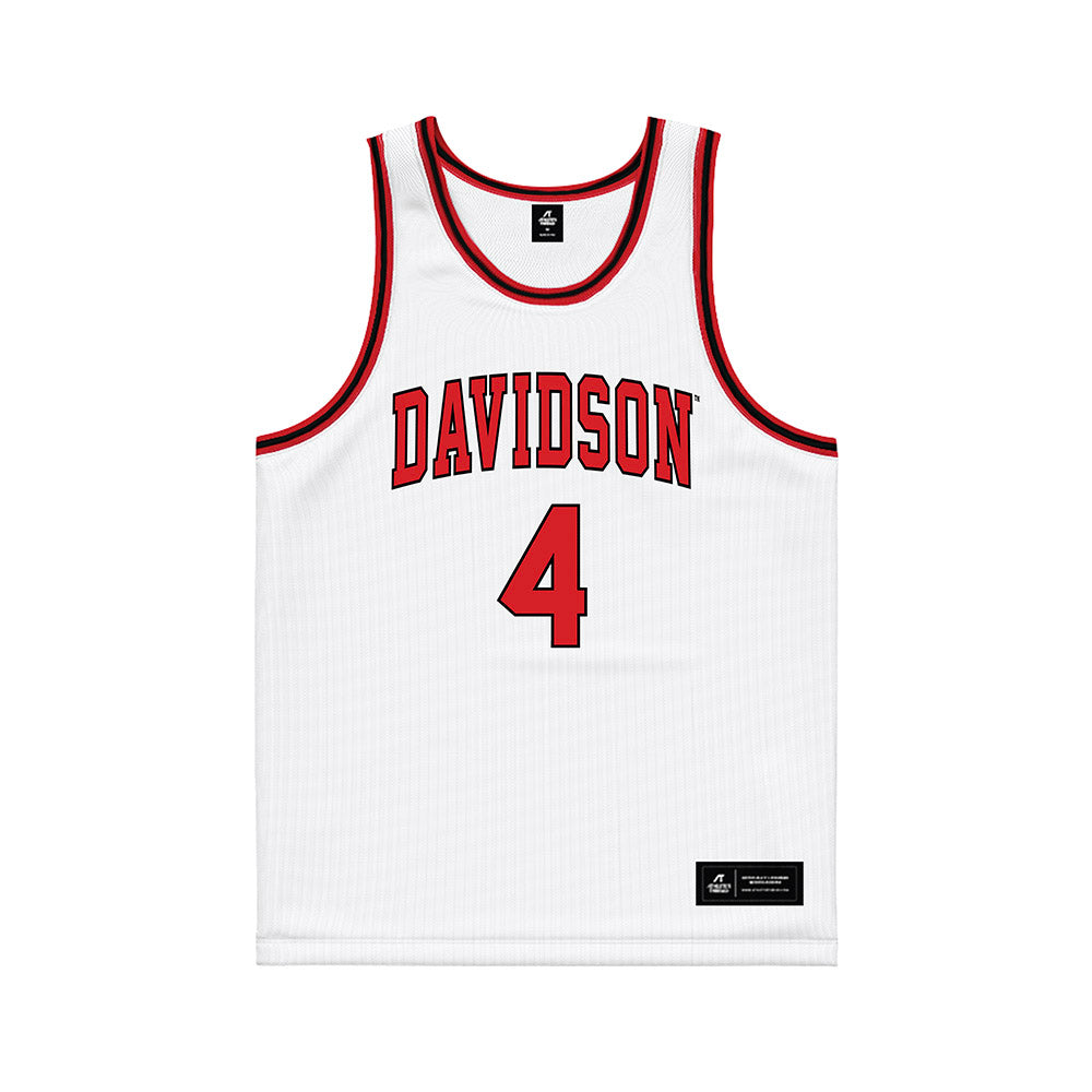 Davidson - NCAA Men's Basketball : Josh Scovens - White Basketball Jersey-0