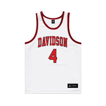 Davidson - NCAA Men's Basketball : Josh Scovens - White Basketball Jersey-0