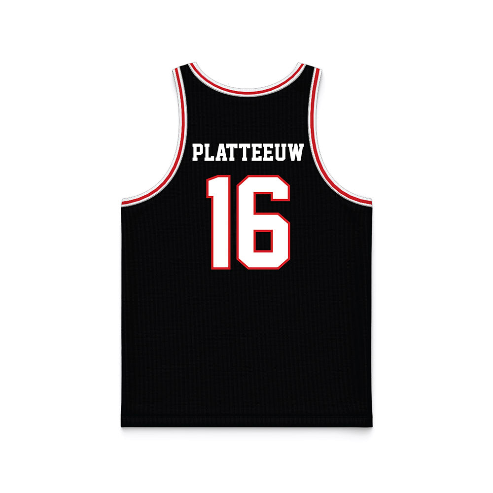 Davidson - NCAA Men's Basketball : Ian Platteeuw - Black Basketball Jersey-1