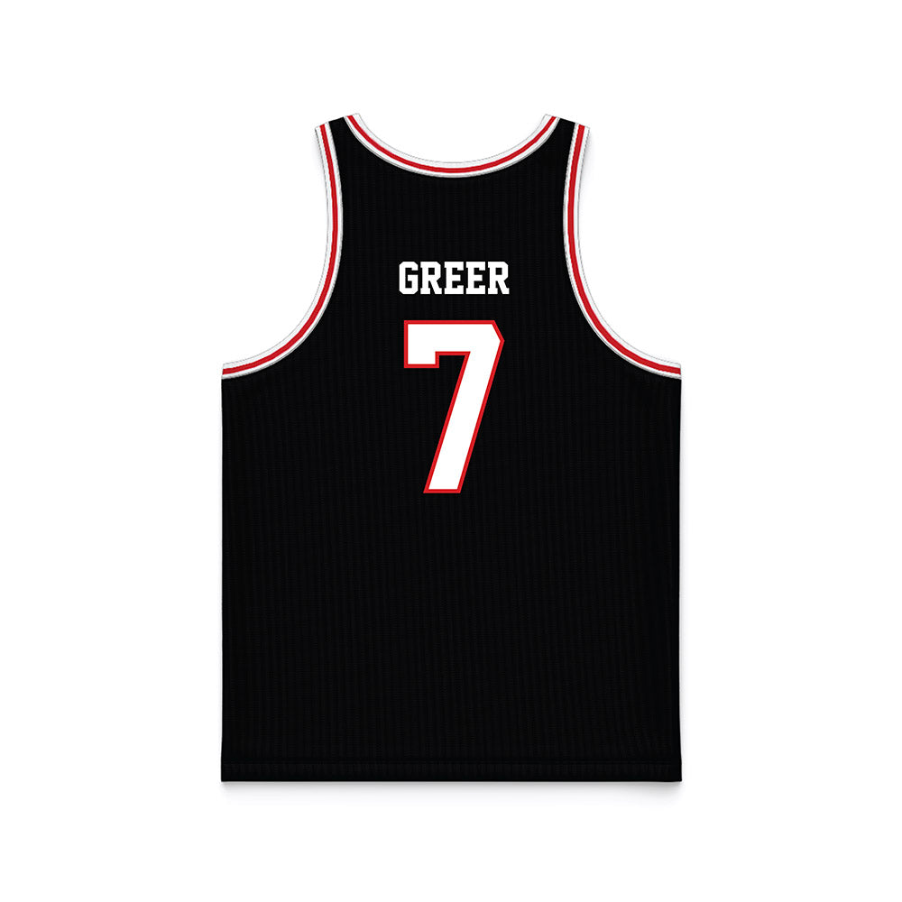 Davidson - NCAA Men's Basketball : RJ Greer - Black Basketball Jersey-1