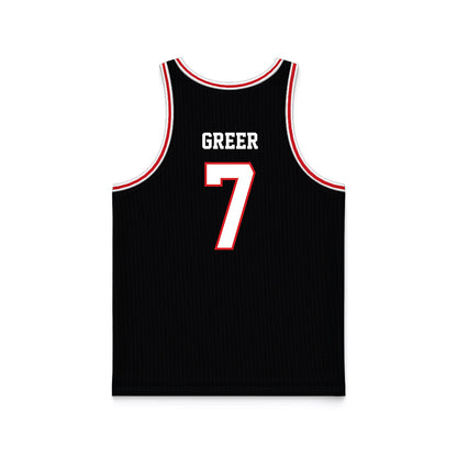 Davidson - NCAA Men's Basketball : RJ Greer - Black Basketball Jersey-1