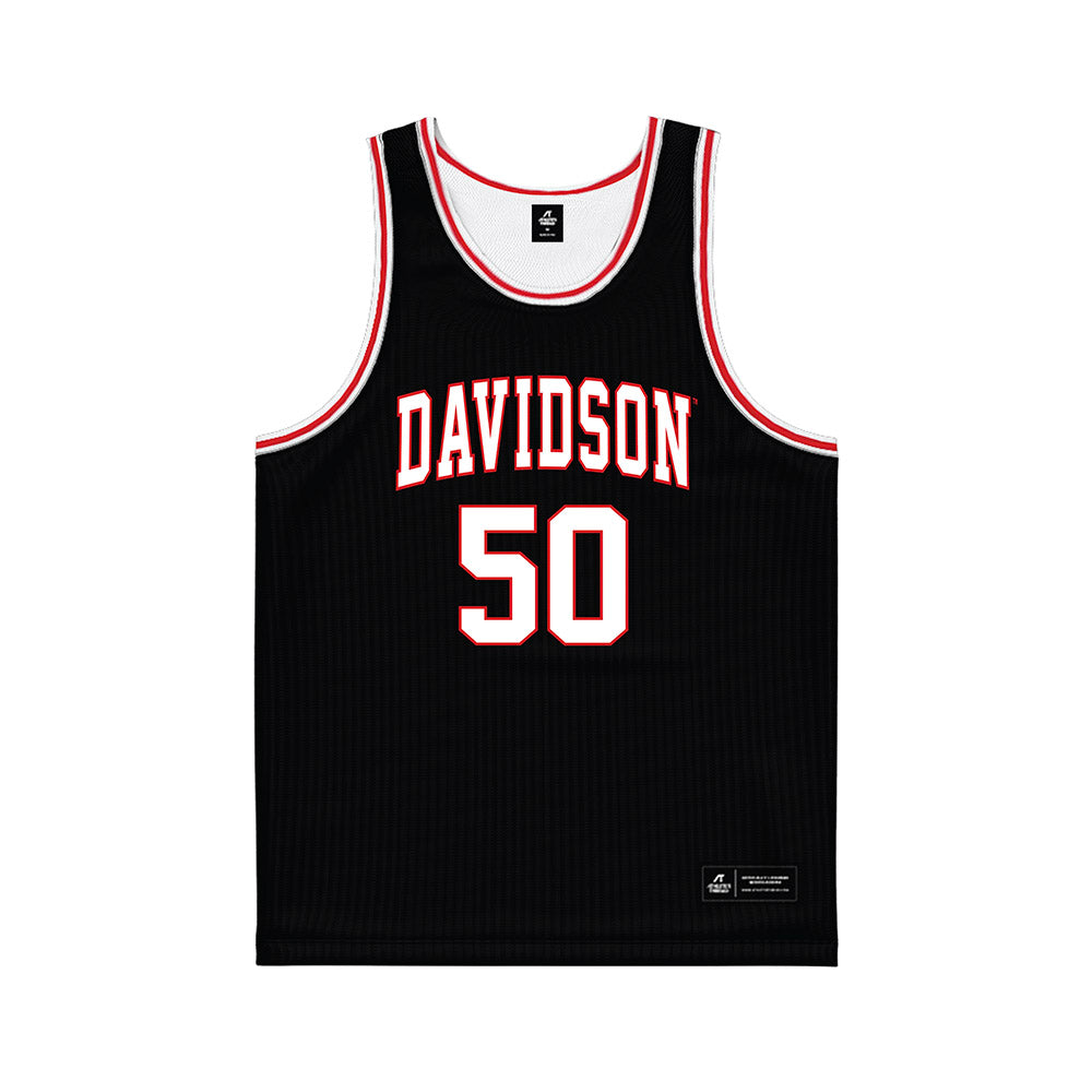 Davidson - NCAA Men's Basketball : John Nowland - Black Basketball Jersey-0