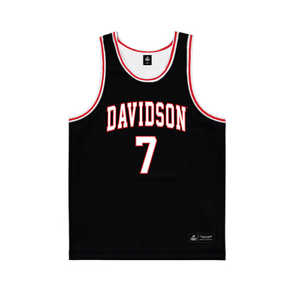 Davidson - NCAA Men's Basketball : RJ Greer - Black Basketball Jersey-0