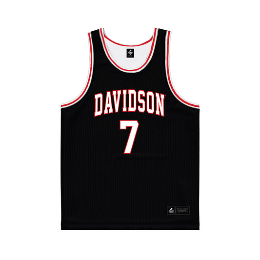 Davidson - NCAA Men's Basketball : RJ Greer - Black Basketball Jersey-0