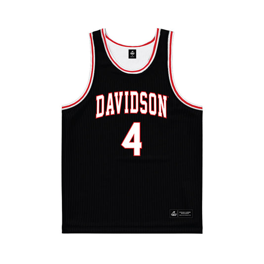 Davidson - NCAA Men's Basketball : Joshua Scovens - Black Basketball Jersey-0