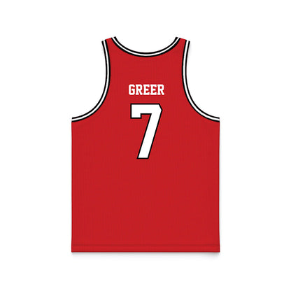 Davidson - NCAA Men's Basketball : RJ Greer - Red Basketball Jersey-1
