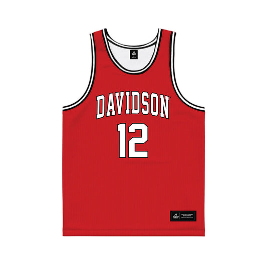 Davidson - NCAA Men's Basketball : Hunter Adam - Red Basketball Jersey