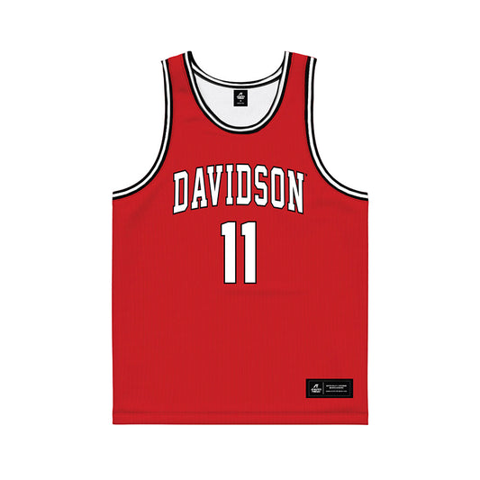 Davidson - NCAA Men's Basketball : Sam Brown - Red Basketball Jersey-0