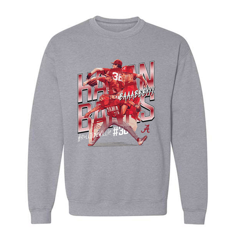 Alabama - NCAA Baseball :  Hagan Banks  x Roll Tide Willie -  Crewneck Sweatshirt Individual Caricature