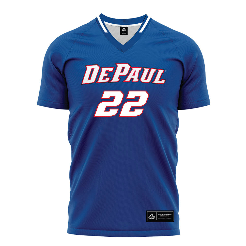 DePaul - NCAA Men's Soccer : Jordan Clagette - Blue Soccer Jersey