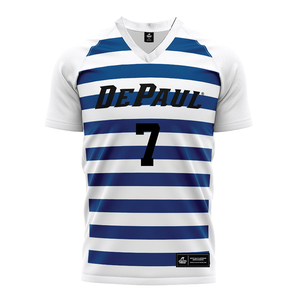 DePaul - NCAA Women's Soccer : Marin Stamper - White Striped Soccer Jersey-0