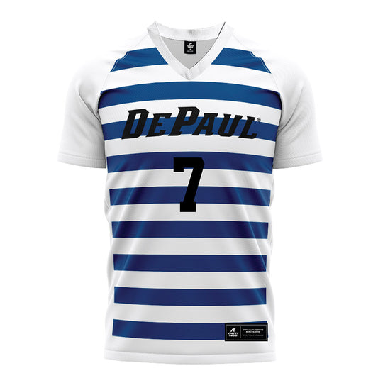 DePaul - NCAA Women's Soccer : Marin Stamper - White Striped Soccer Jersey-0