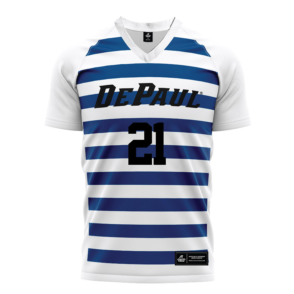 DePaul - NCAA Women's Soccer : Jericho Frigon - White Striped Soccer Jersey-0