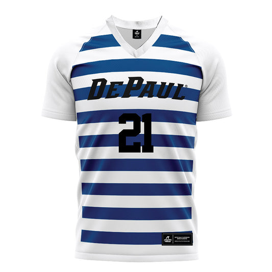 DePaul - NCAA Women's Soccer : Jericho Frigon - White Striped Soccer Jersey-0
