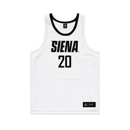 Siena - NCAA Women's Basketball : Kaiya Rain Tucker - White Basketball Jersey-0