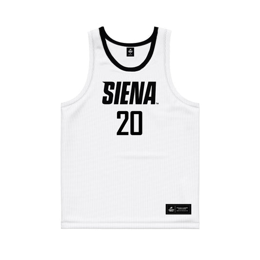 Siena - NCAA Women's Basketball : Kaiya Rain Tucker - White Basketball Jersey-0