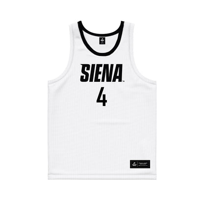 Siena - NCAA Women's Basketball : Valencia Fontenelle-Posson - White Basketball Jersey-0