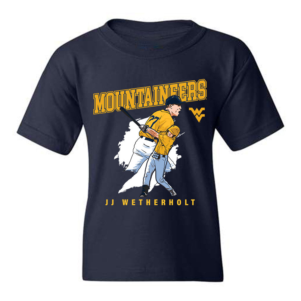 West Virginia - NCAA Baseball : JJ Wetherholt -  Individual Caricature Youth T-Shirt