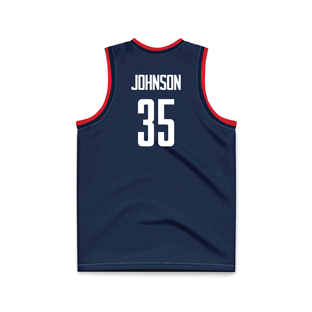 UConn - NCAA Men's Basketball : Samson Johnson - National Champions Navy Basketball Jersey