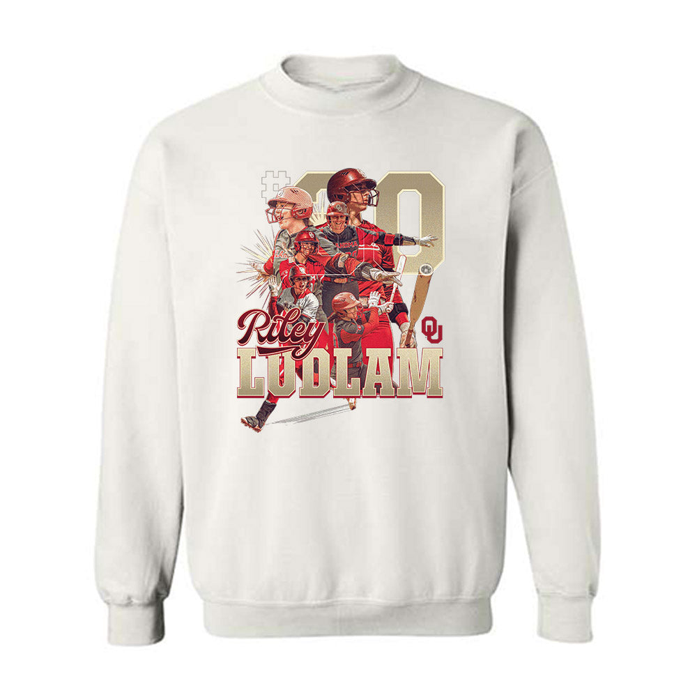 Oklahoma - NCAA Softball : Riley Ludlam - Crewneck Sweatshirt Individual Caricature