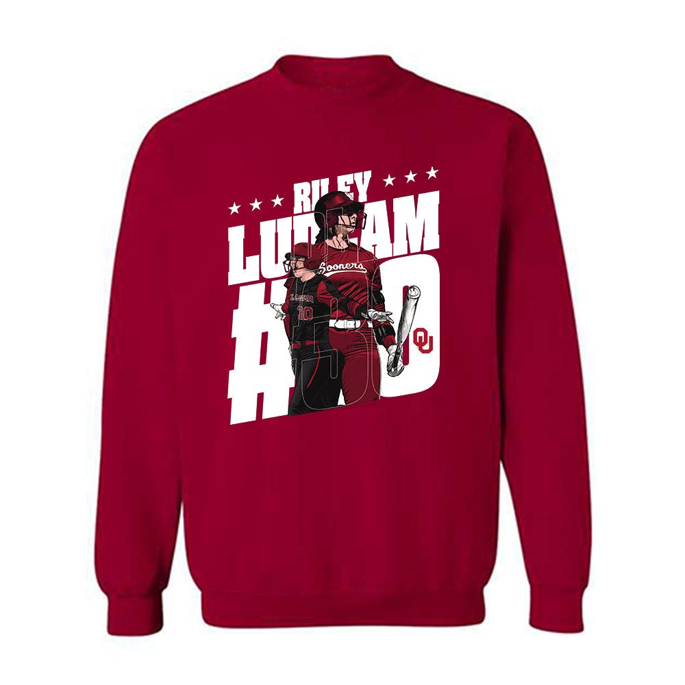 Oklahoma - NCAA Softball : Riley Ludlam - Crewneck Sweatshirt Individual Caricature