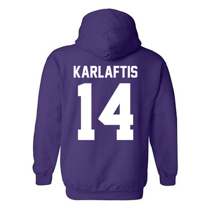 Northwestern - NCAA Football : Yannis Karlaftis - Classic Shersey Hooded Sweatshirt-1