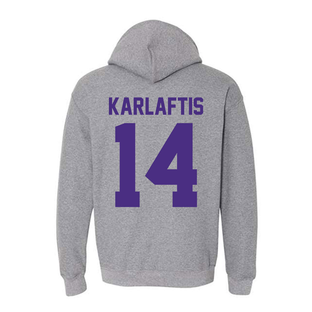 Northwestern - NCAA Football : Yannis Karlaftis - Classic Shersey Hooded Sweatshirt-1