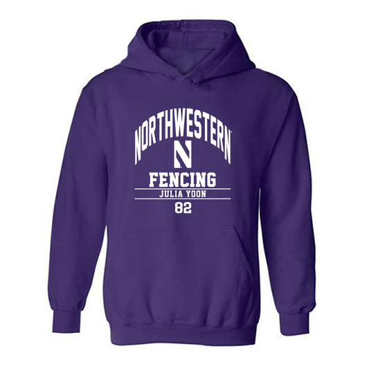 Northwestern - NCAA Women's Fencing : Julia Yoon - Fashion Shersey Hooded Sweatshirt