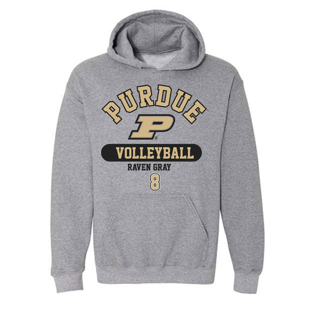 Purdue - NCAA Women's Volleyball : Raven Gray - Classic Fashion Shersey Hooded Sweatshirt