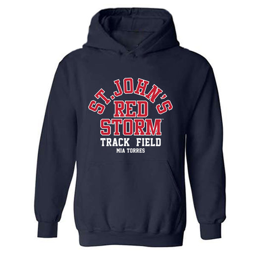 St. Johns - NCAA Women's Track & Field : Mia Torres - Classic Fashion Shersey Hooded Sweatshirt-0