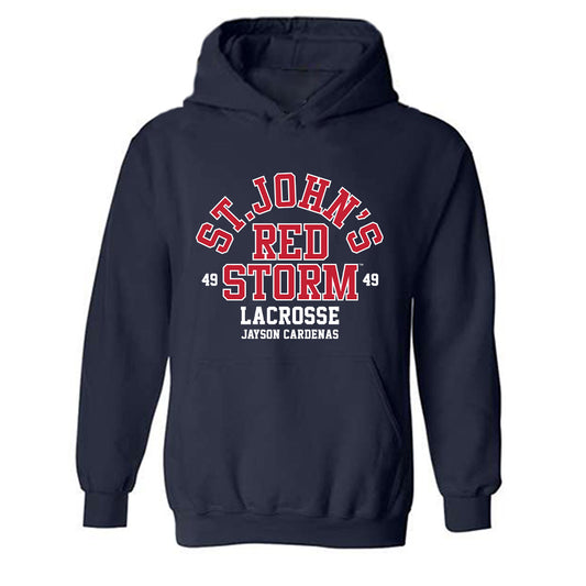 St. Johns - NCAA Men's Lacrosse : Jayson Cardenas - Classic Fashion Shersey Hooded Sweatshirt-0