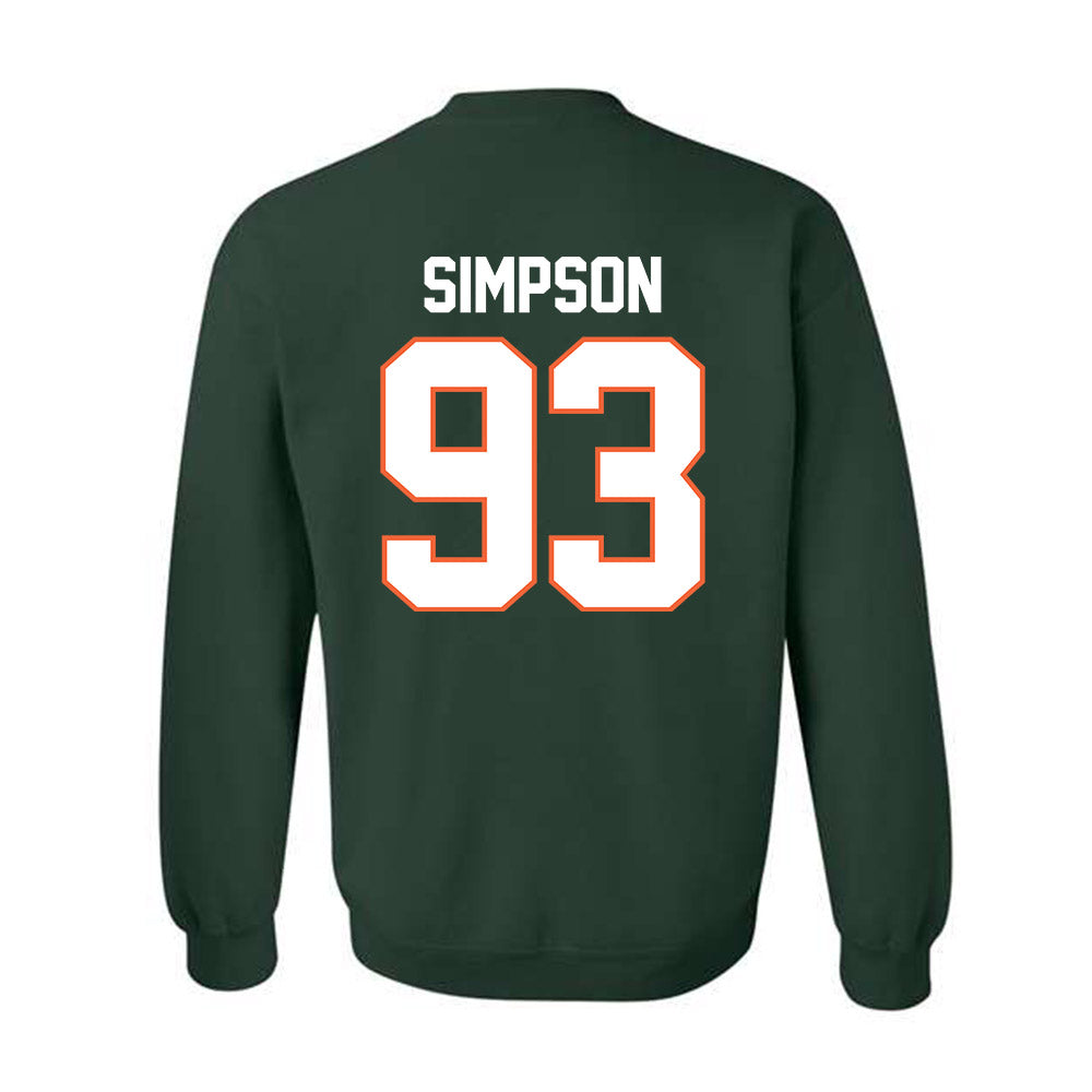 Miami - NCAA Football : Donta Simpson - Classic Shersey Crewneck Sweatshirt-1