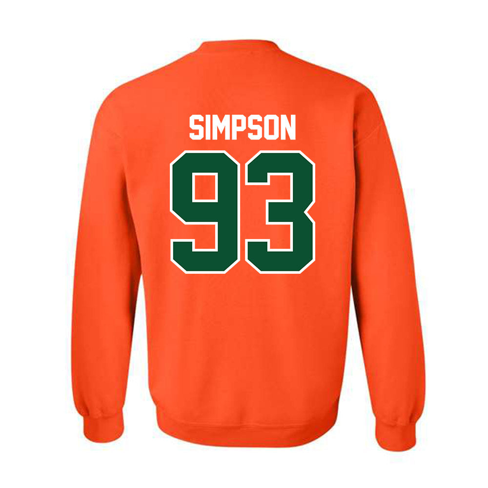 Miami - NCAA Football : Donta Simpson - Classic Shersey Crewneck Sweatshirt-1