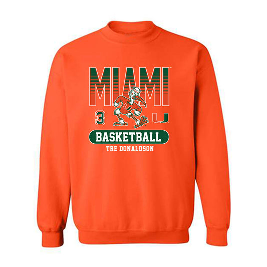 Miami - NCAA Men's Basketball : Tre Donaldson - Classic Fashion Shersey Crewneck Sweatshirt-0