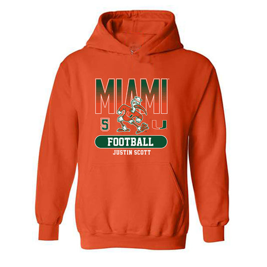 Miami - NCAA Football : Justin Scott - Classic Fashion Shersey Hooded Sweatshirt-0