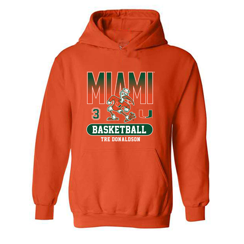Miami - NCAA Men's Basketball : Tre Donaldson - Classic Fashion Shersey Hooded Sweatshirt-0